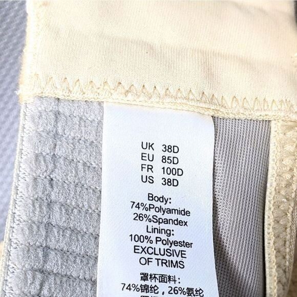 Syrokan Tan Pale Yellow High Impact Bra 38D - Picture 12 of 12